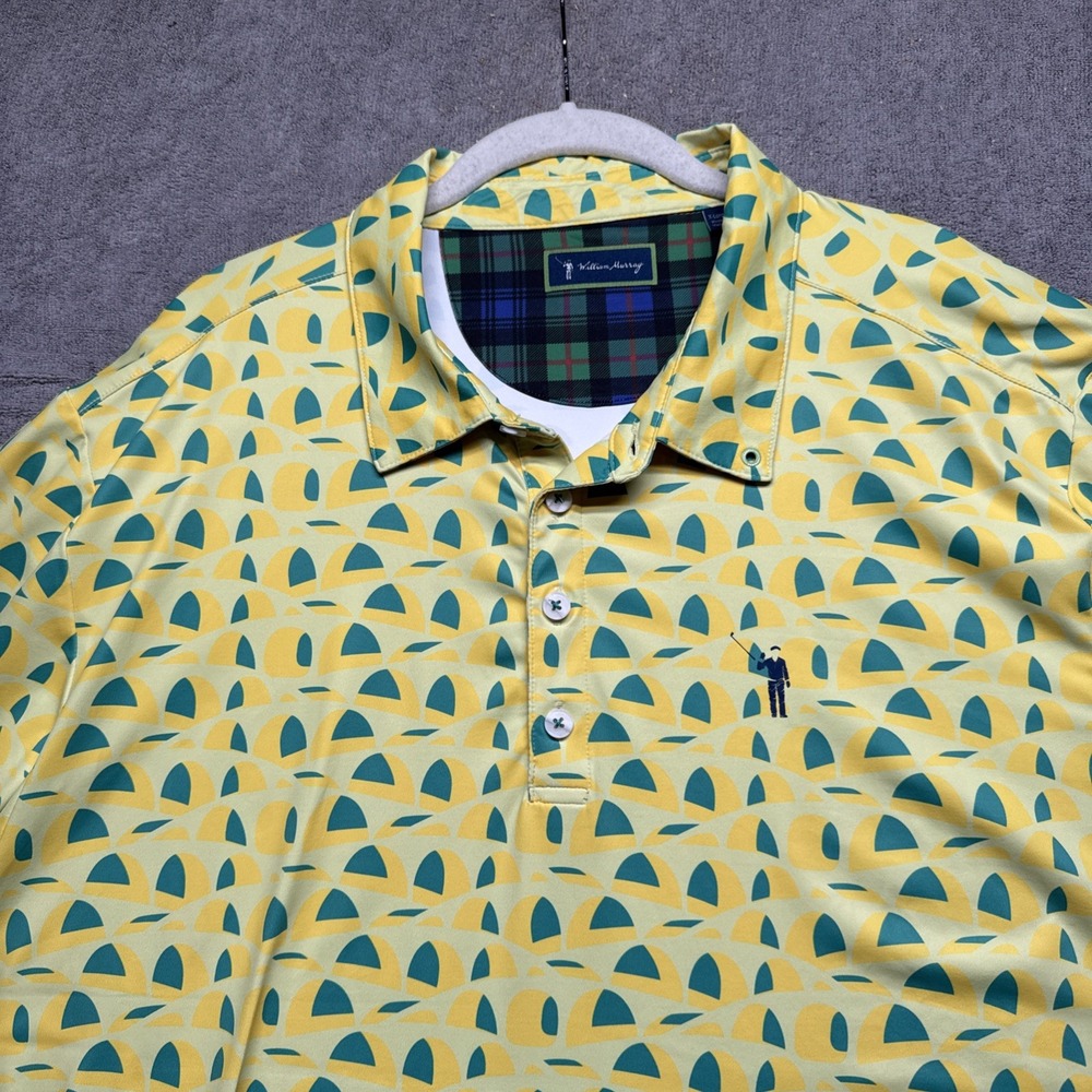 William Murray Men's XL Yellow Golf Polo Building Bridges Performance Shirt